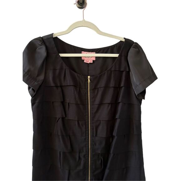 Phoebe Couture Ruffle Front Zip Mini Dress Women’s Black Size 8 - Picture 2 of 6